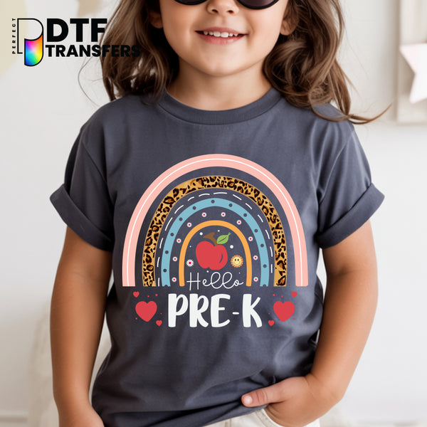 Hello Pre-K Leopard Rainbow – Teacher DTF Transfer