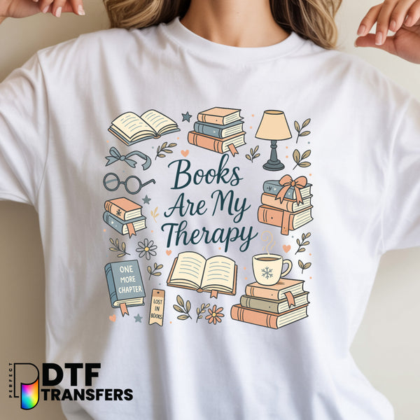 Books Are My Therapy – Teacher DTF Transfer