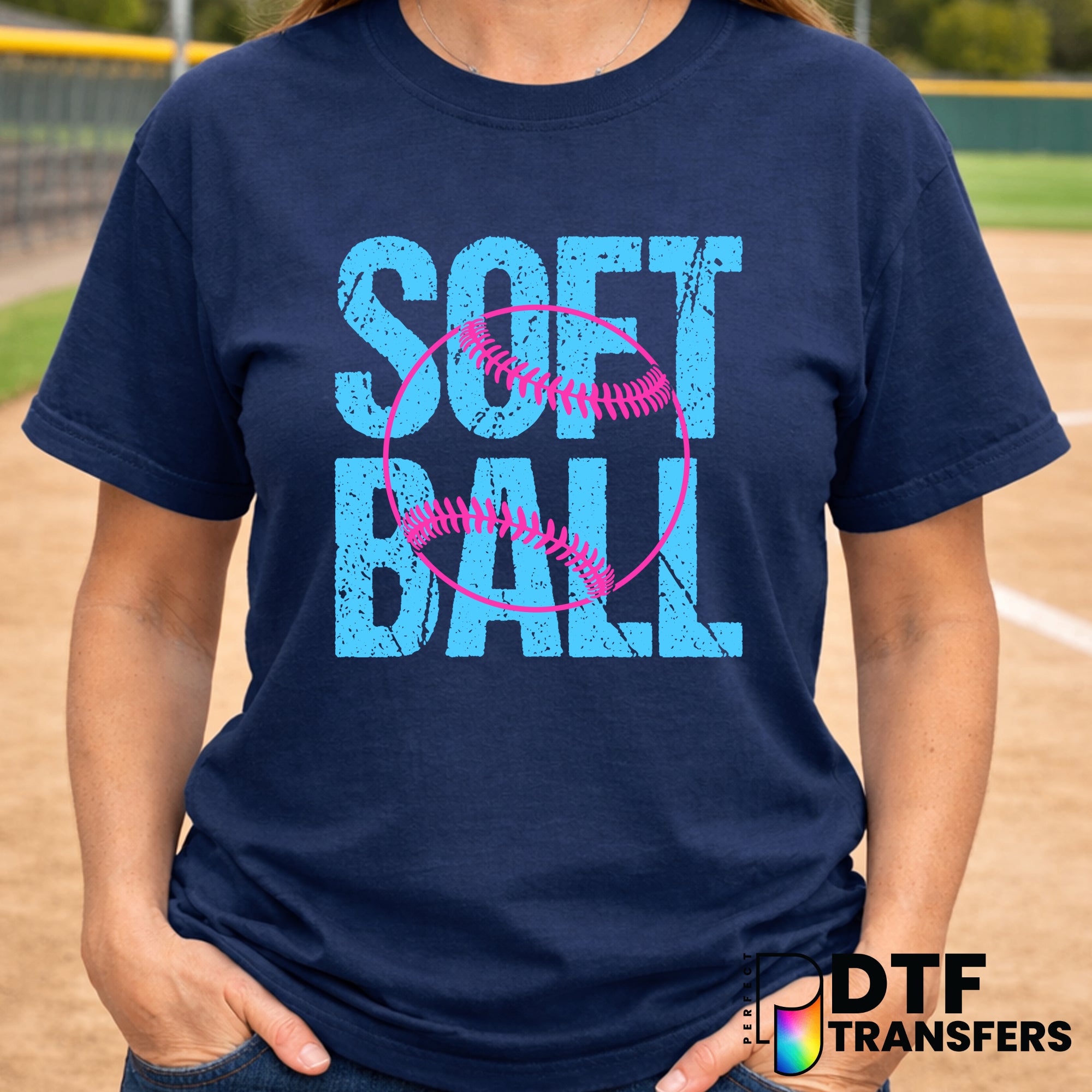 SOFTBALL Stacked Grunge – Softball DTF Transfer