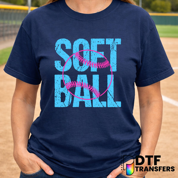 SOFTBALL Stacked Grunge – Softball DTF Transfer