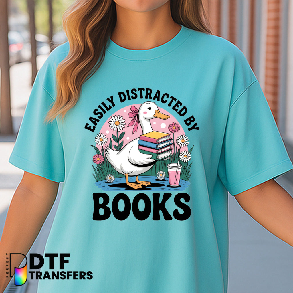 Easily Distracted by Books – Reading Goose Teacher DTF Transfer
