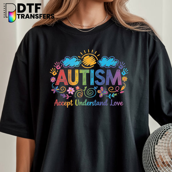Autism Accept Understand Love Puzzle Piece – Special Education DTF Transfer