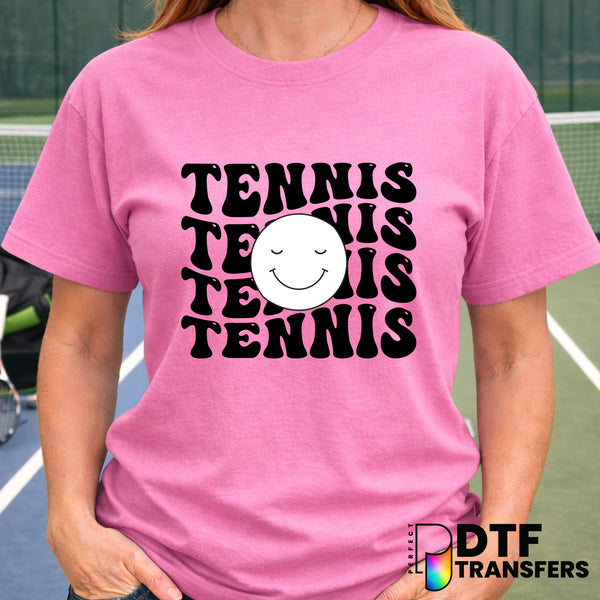 Tennis – Retro Smiley Wavy Stack DTF Transfer