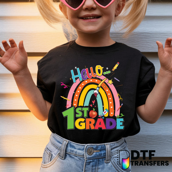 Hello First Grade Welcome Back to School – Teacher DTF Transfer