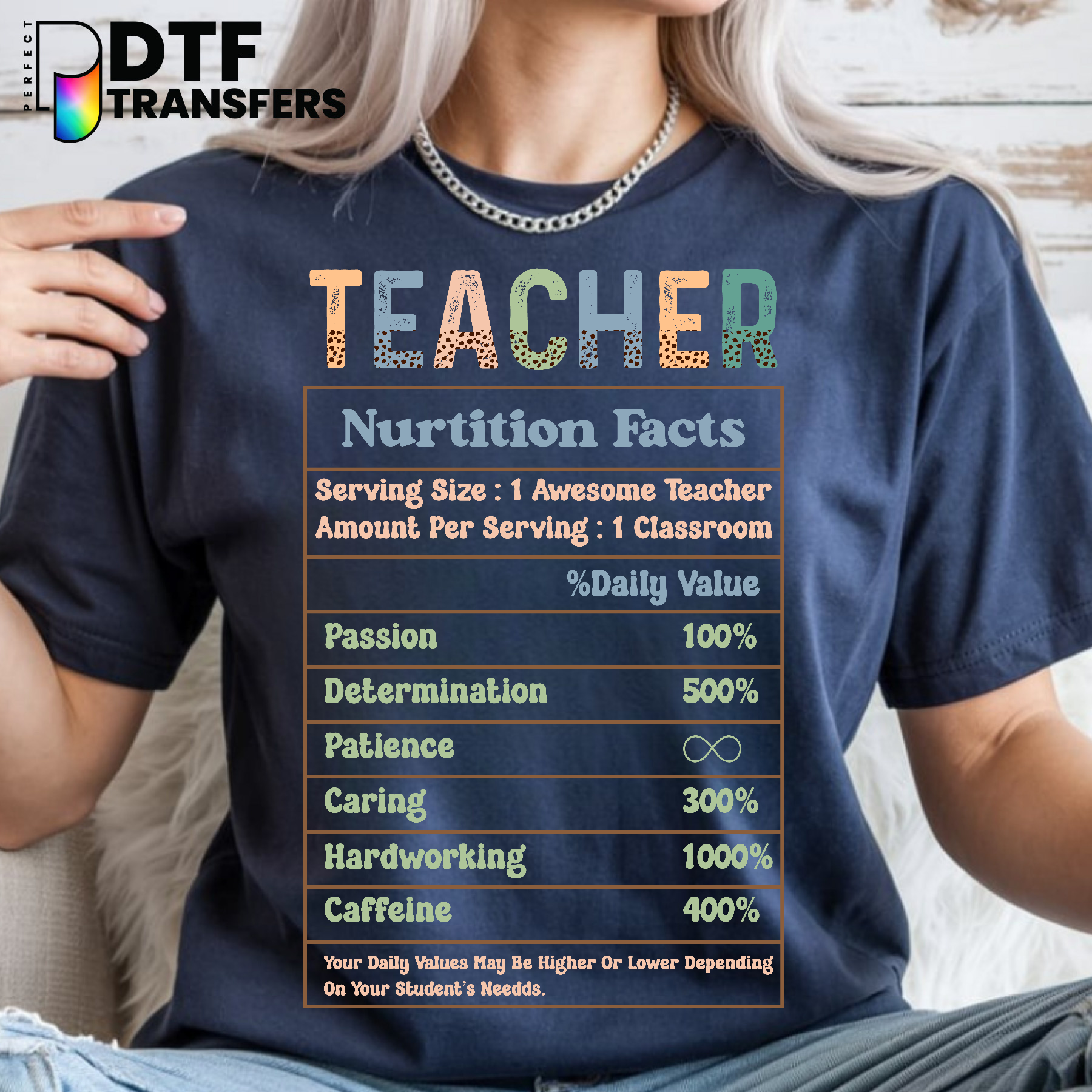 Teacher Nutritional Facts – Teacher DTF Transfer