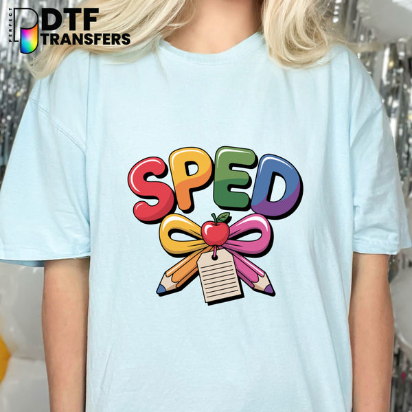 SPED Apple with Rainbow Puzzle Piece – Special Education DTF Transfer