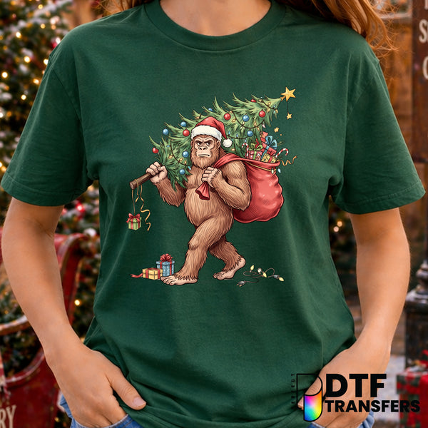 Bigfoot Santa Christmas Tree – Christmas DTF Transfer