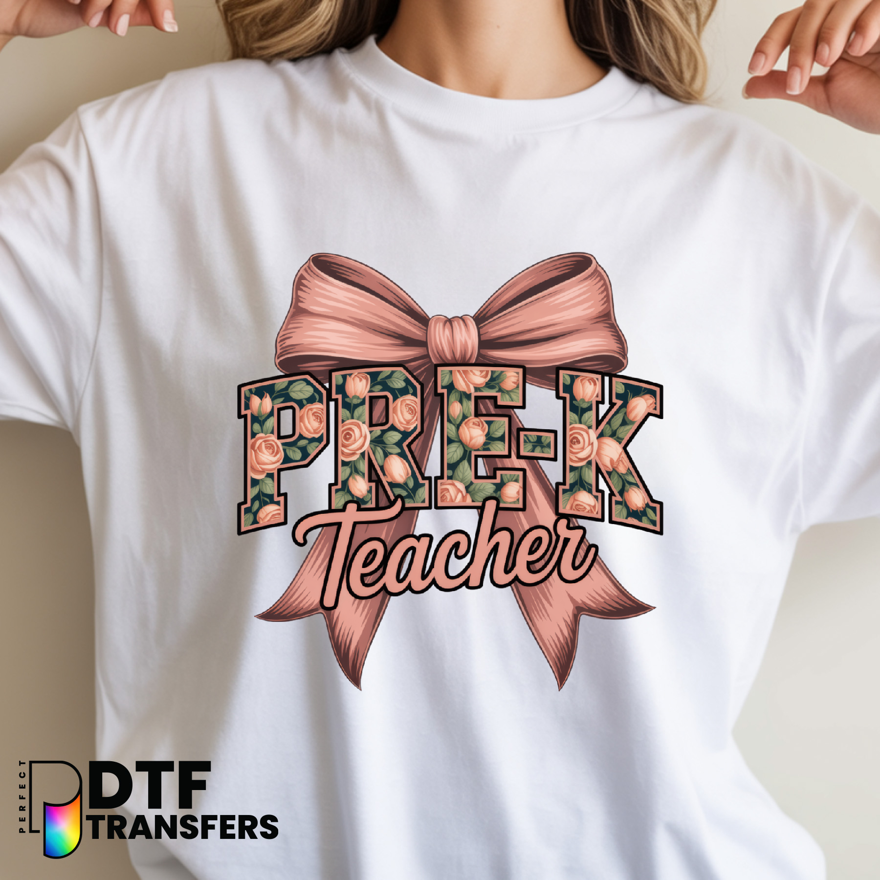 PreK Pink Bow – Teacher DTF Transfer