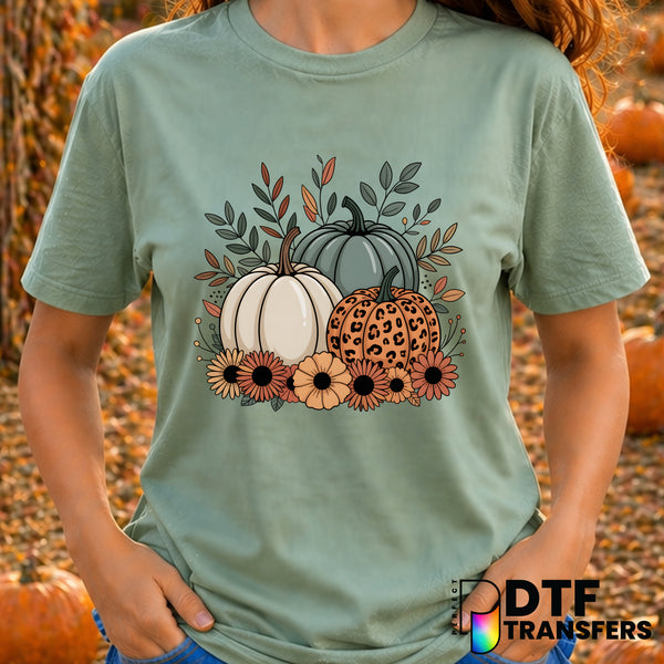 Leopard Pumpkin Floral Thanksgiving Fall Autumn – Thanksgiving DTF Transfer