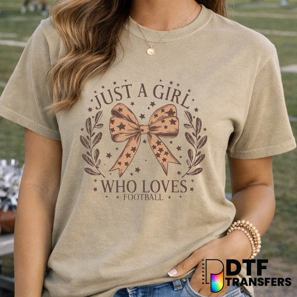 Just A Girl Who Loves Football – Football DTF Transfer