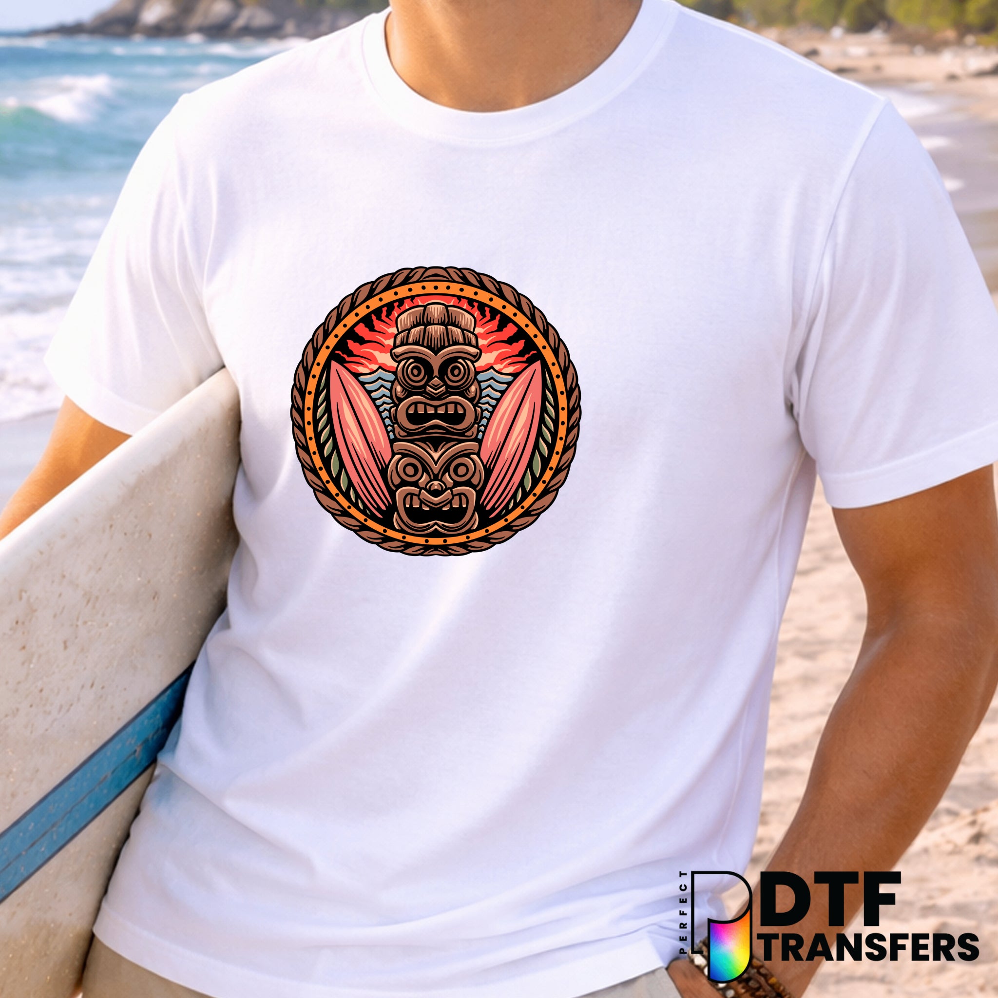 Tiki Surfing Hawaiian Summer – Surfing DTF Transfer