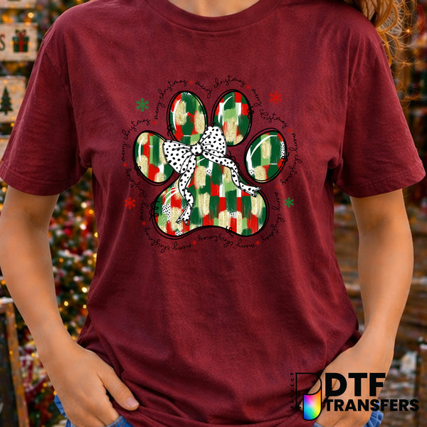 Dog Mom Christmas Paw Print – DTF Transfer