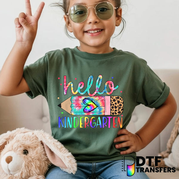 HELLO KINDERGARTEN Tie-Dye Pencil – Teacher DTF Transfer