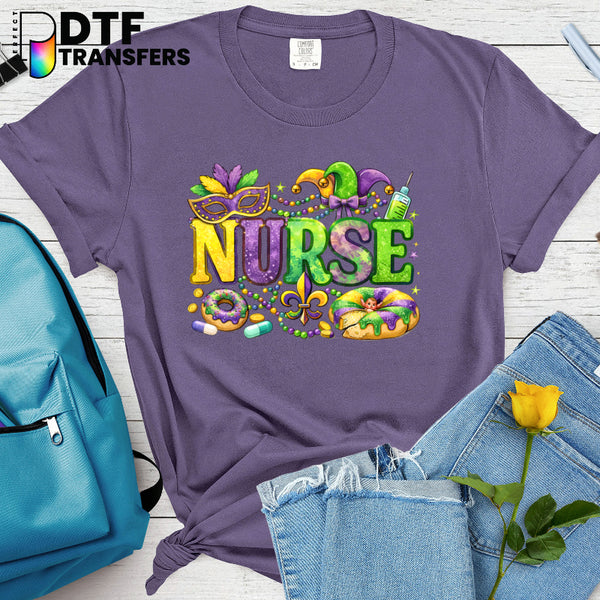 Mardi Gras Nurse King Cake – School Nurse DTF Transfer
