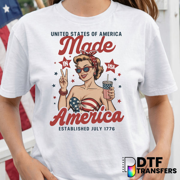 Made in America Pin-Up – Fourth of July DTF Transfer