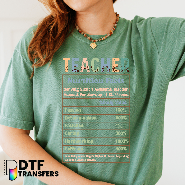 Teacher Nutritional Facts – Teacher DTF Transfer
