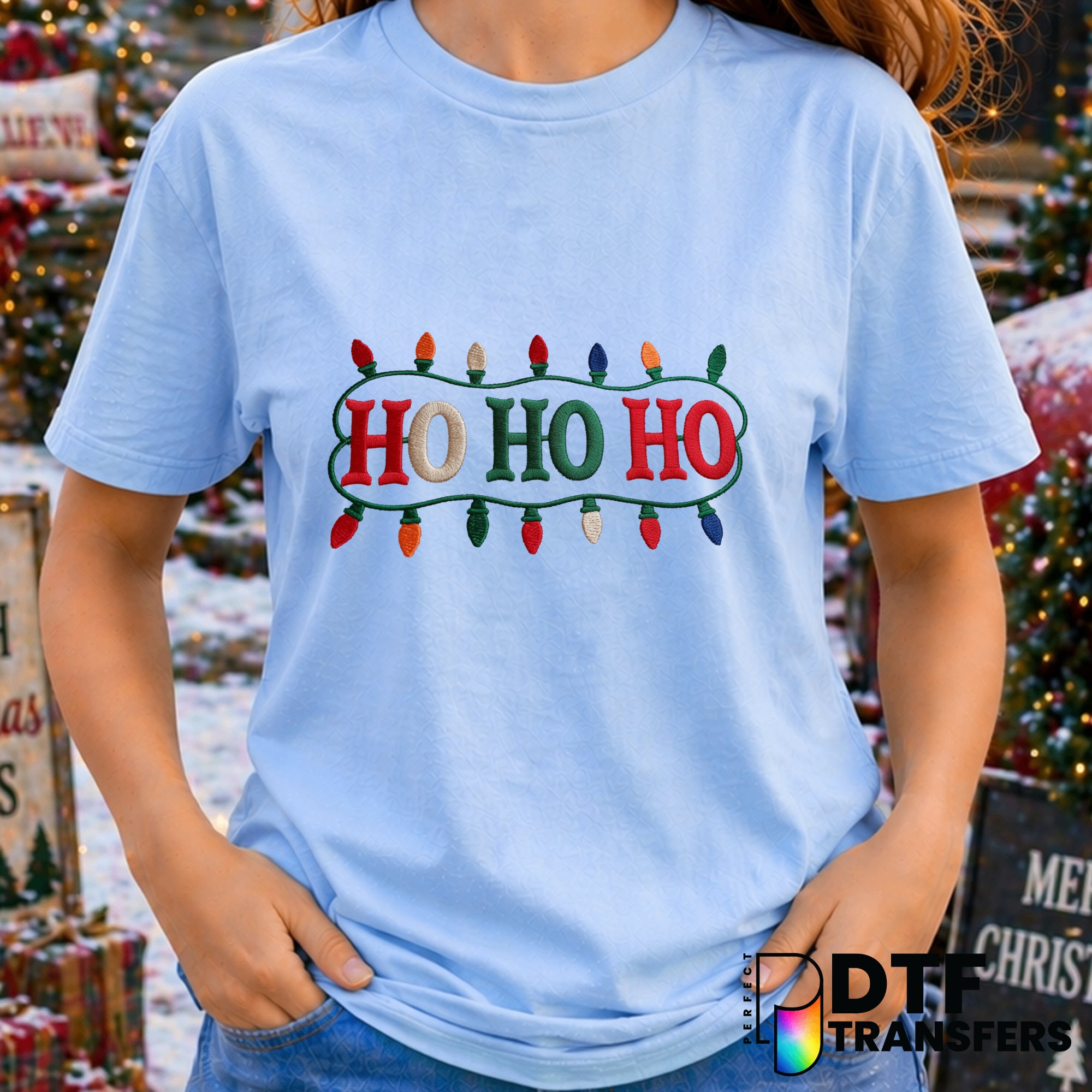 Ho Ho Ho Christmas Lights – Christmas DTF Transfer