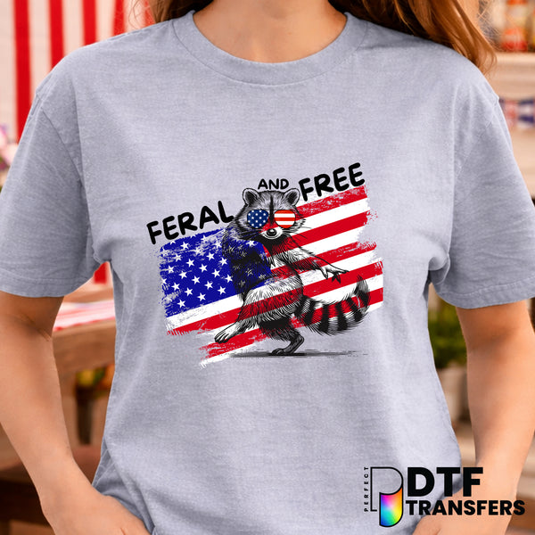 Patriotic Raccoon Grunge Flag – Fourth of July DTF Transfer