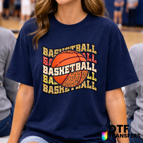 Wavy Glitter Basketball – Basketball DTF Transfer