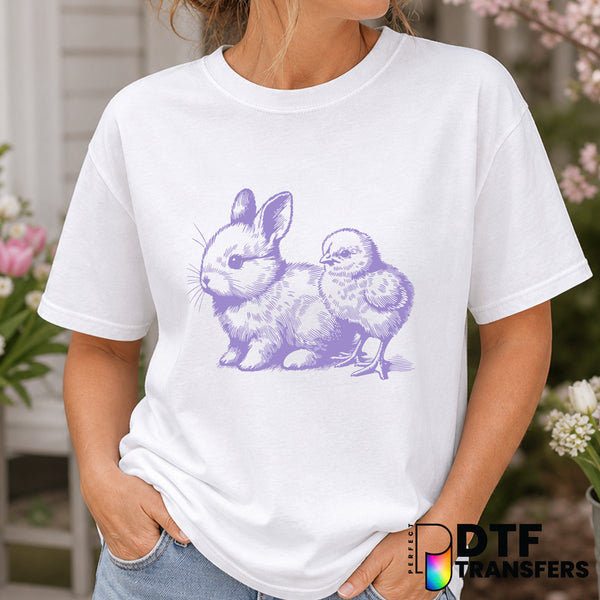 Cute Vintage Retro Bunny and Chick Easter – DTF Transfer