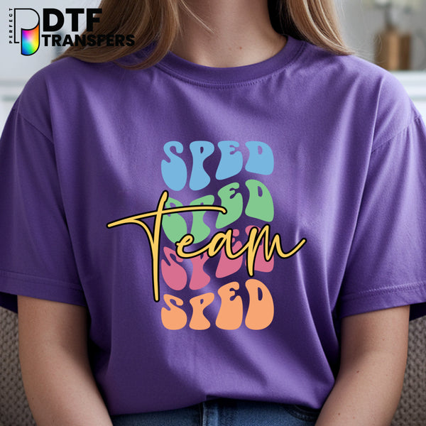 SPED TEAM Script Stack Colorful – Special Education DTF Transfer