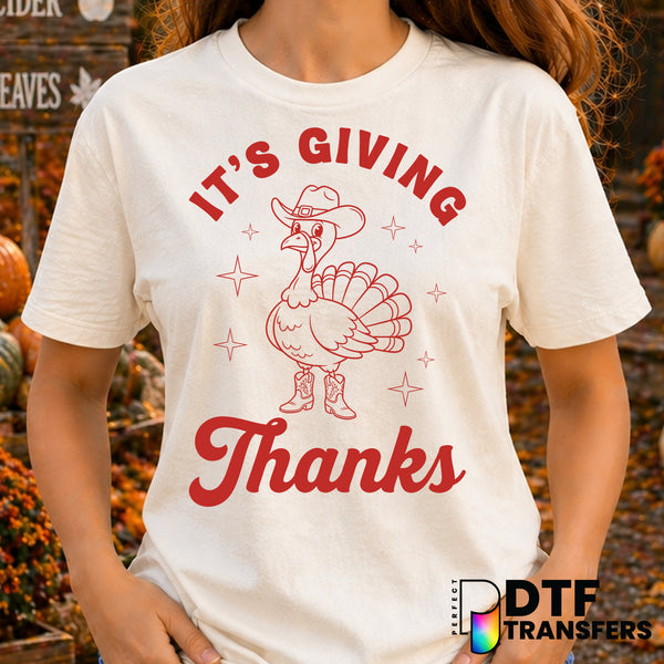 It's Giving Thanks Cowboy Turkey – Thanksgiving DTF Transfer