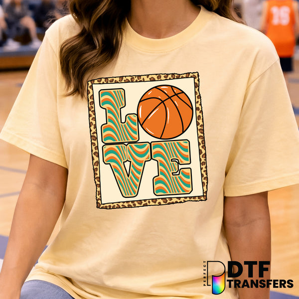 LOVE Basketball Retro Leopard – Basketball DTF Transfer