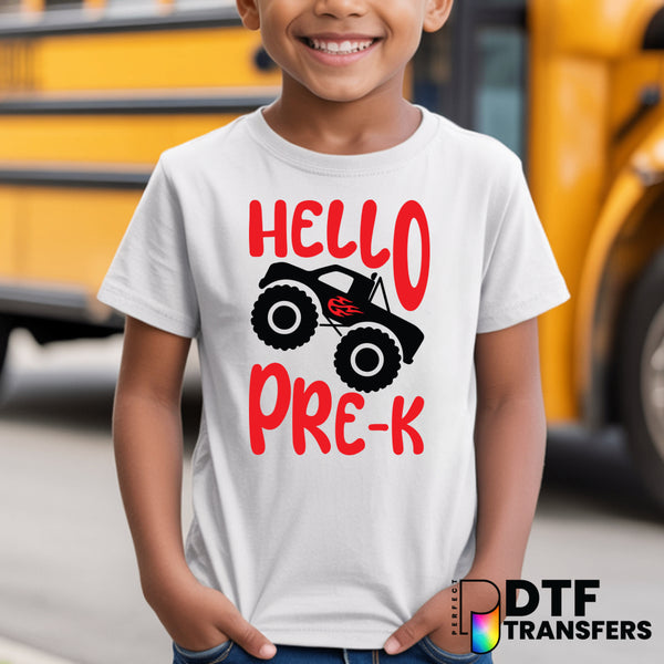 HELLO PRE-K Monster Truck Teacher DTF Transfer
