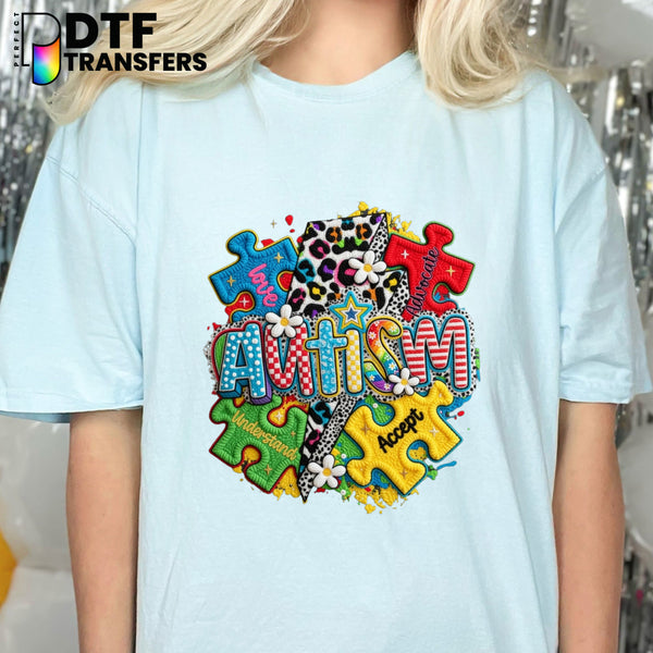 Faux Yarn Autism Puzzle Piece – Special Education DTF Transfer