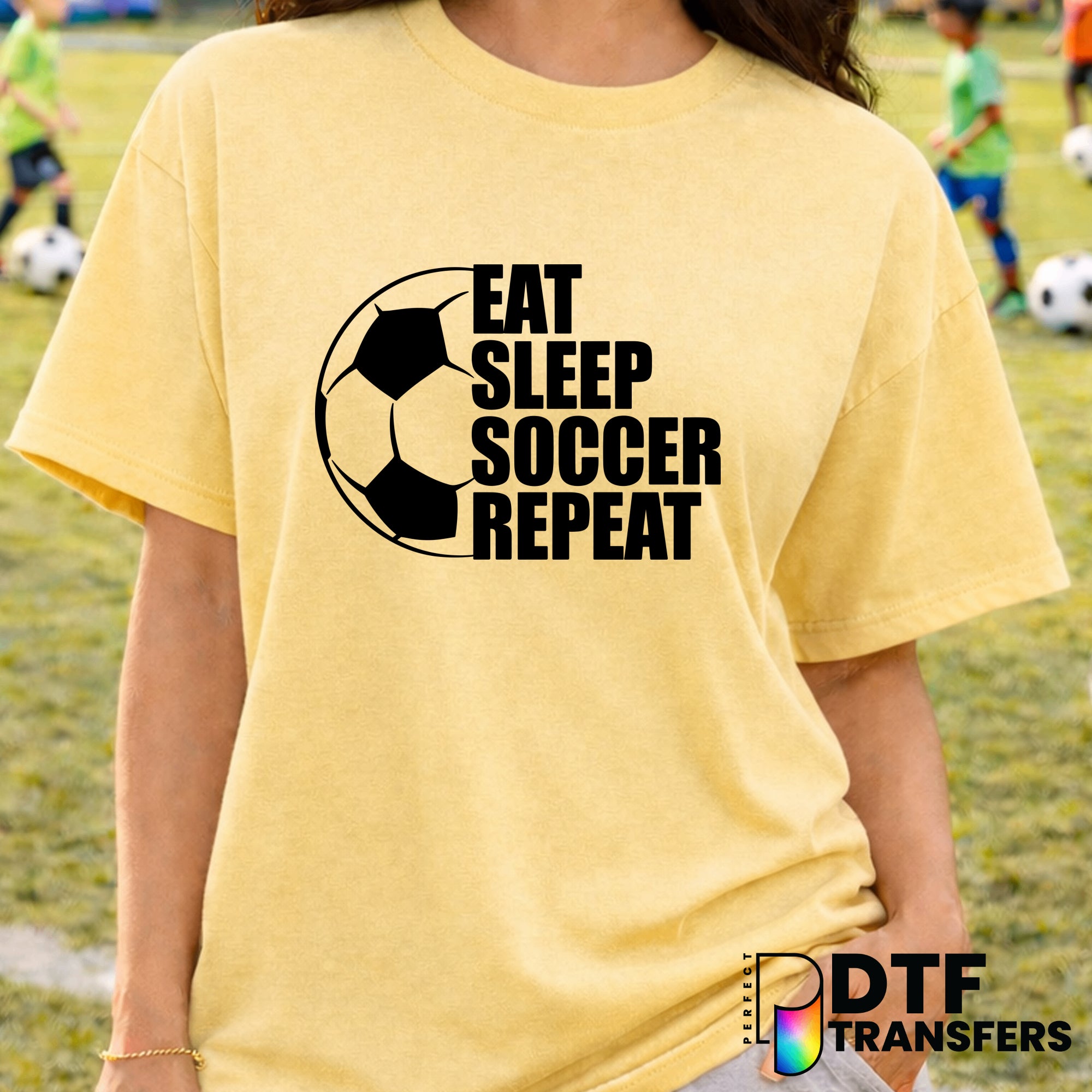 EAT SLEEP SOCCER REPEAT – Soccer DTF Transfer