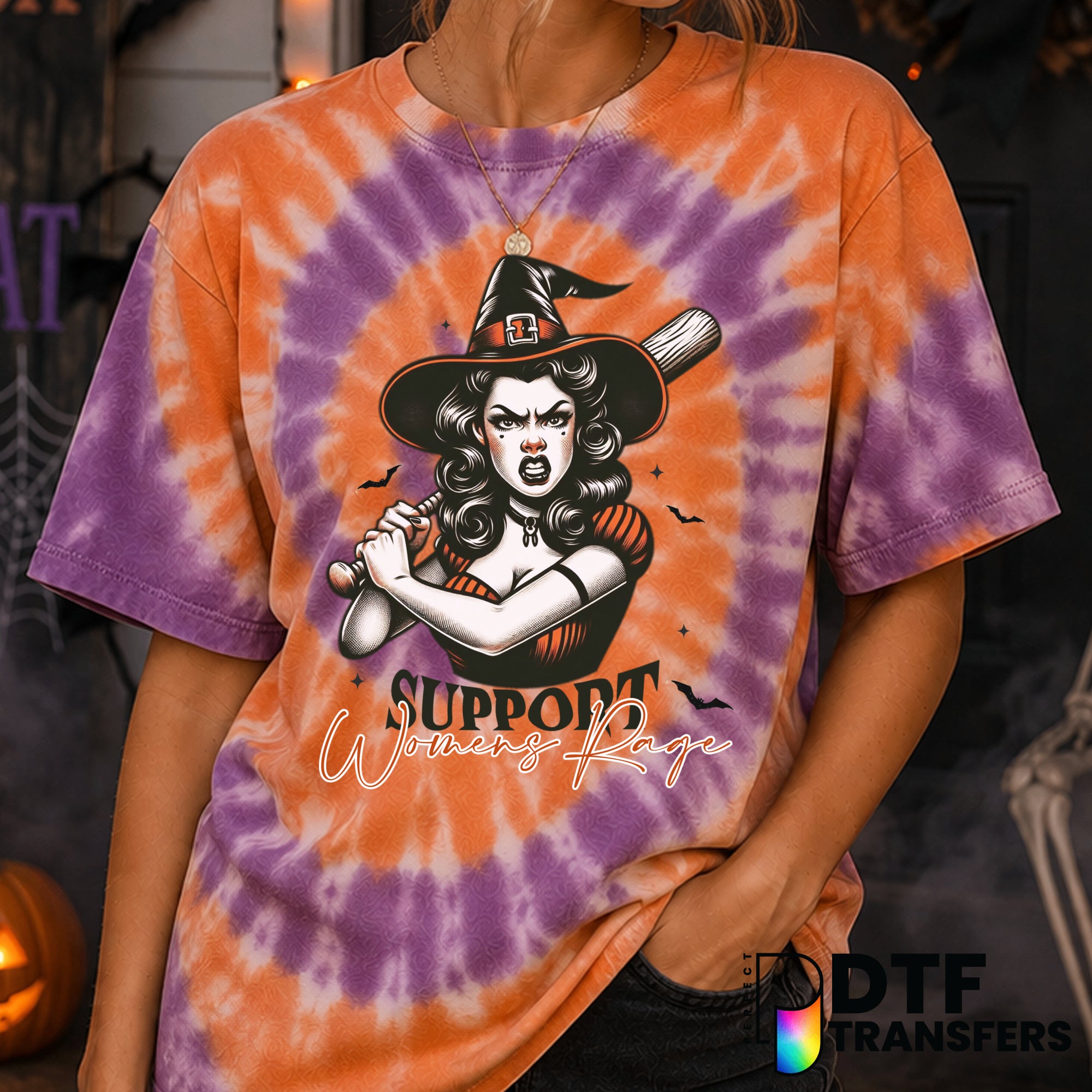 Support Women's Rage Witch – Halloween DTF Transfer