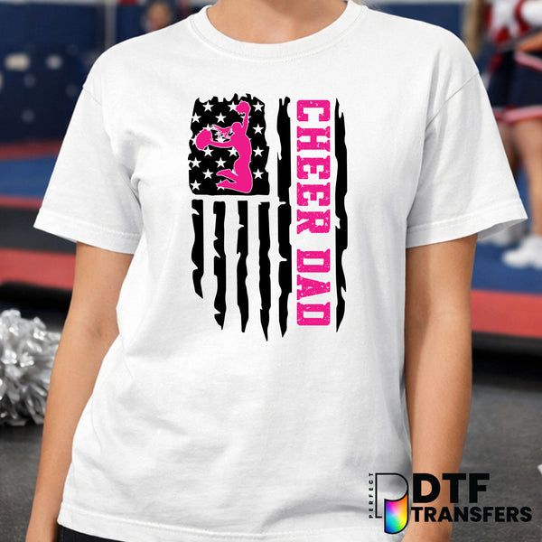 American Flag Cheer Dad – Cheerleading DTF Transfer