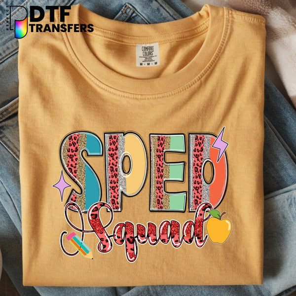 SPED Squad Leopard Print with Pink Heart – Special Education DTF Transfer