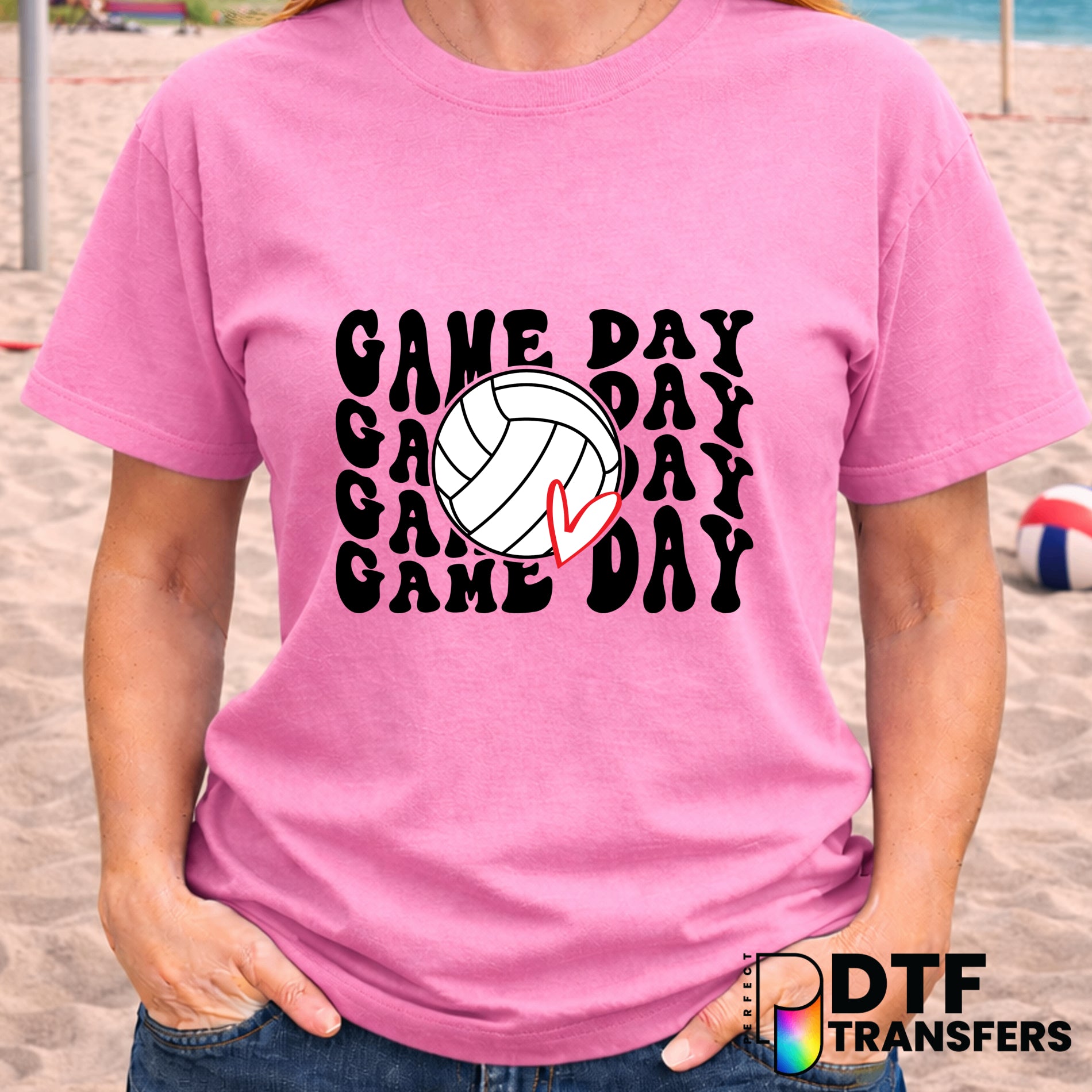 Game Day Volleyball Heart – DTF Transfer