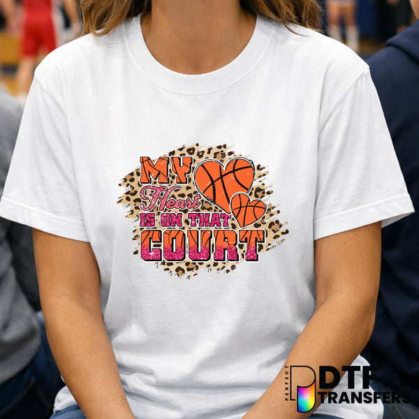 My Heart is on the Court Basketball – DTF Transfer