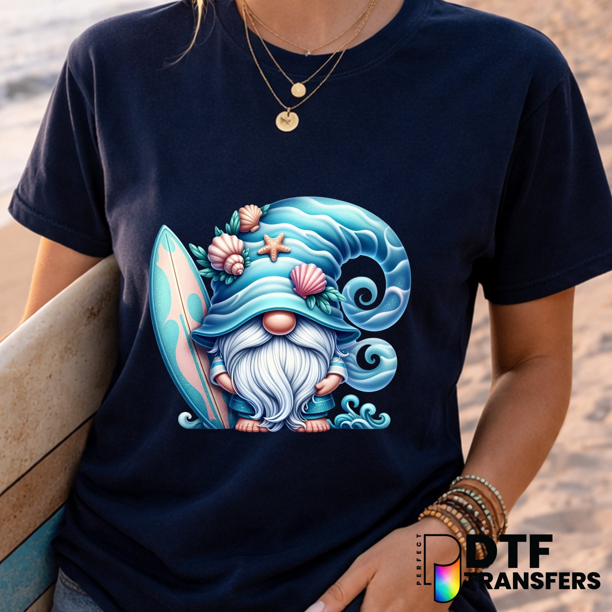 Sleepy Surfer Gnome – Surfing DTF Transfer