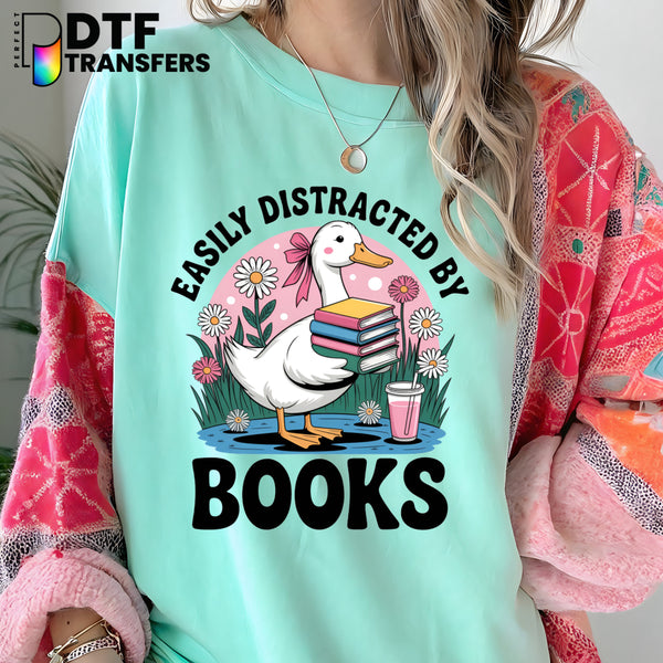Easily Distracted by Books – Reading Goose Teacher DTF Transfer
