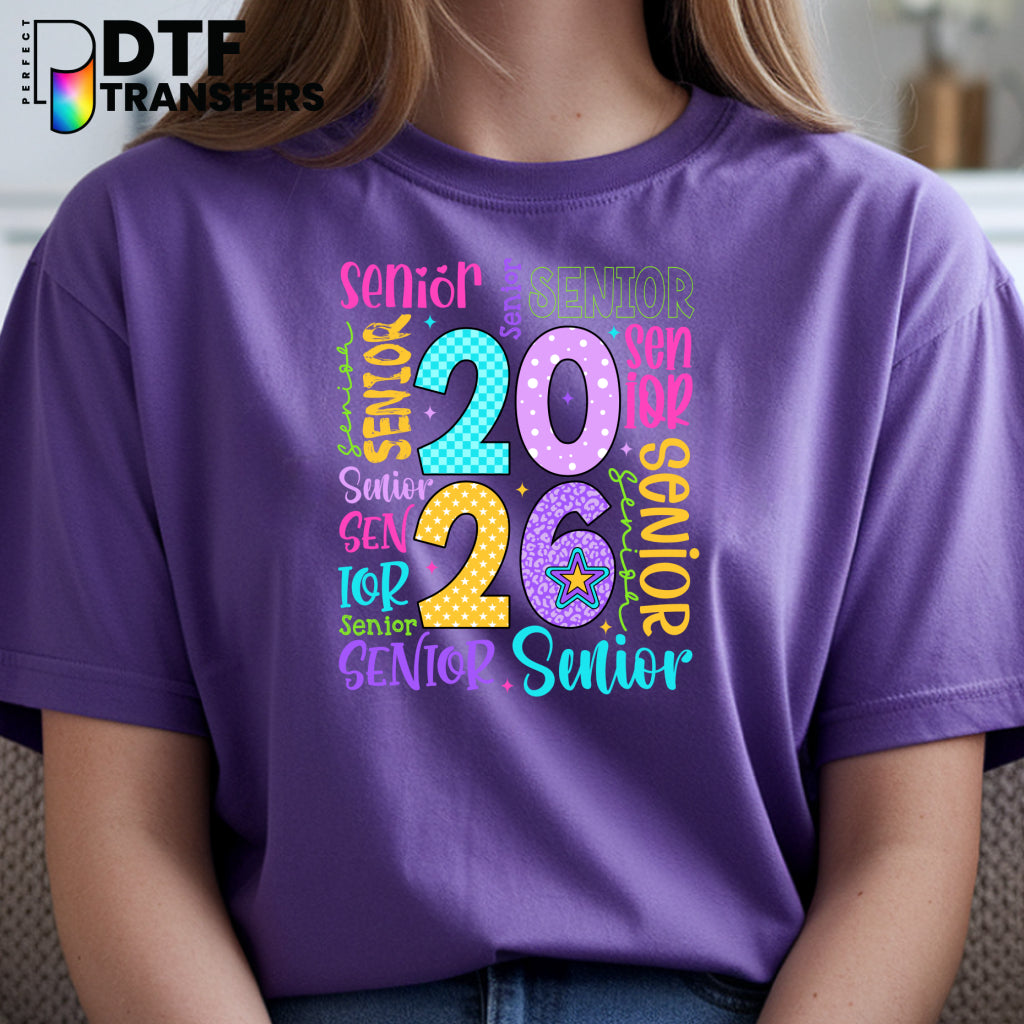 SENIOR 2026 Colorful Retro – Teacher DTF Transfer