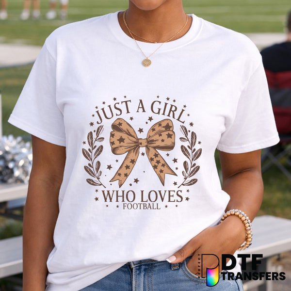 Just A Girl Who Loves Football – Football DTF Transfer