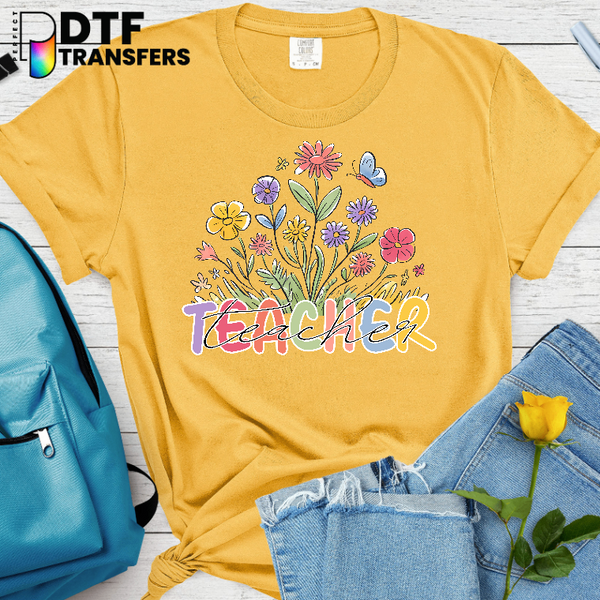 Teacher Floral Crescent Design – Teacher DTF Transfer