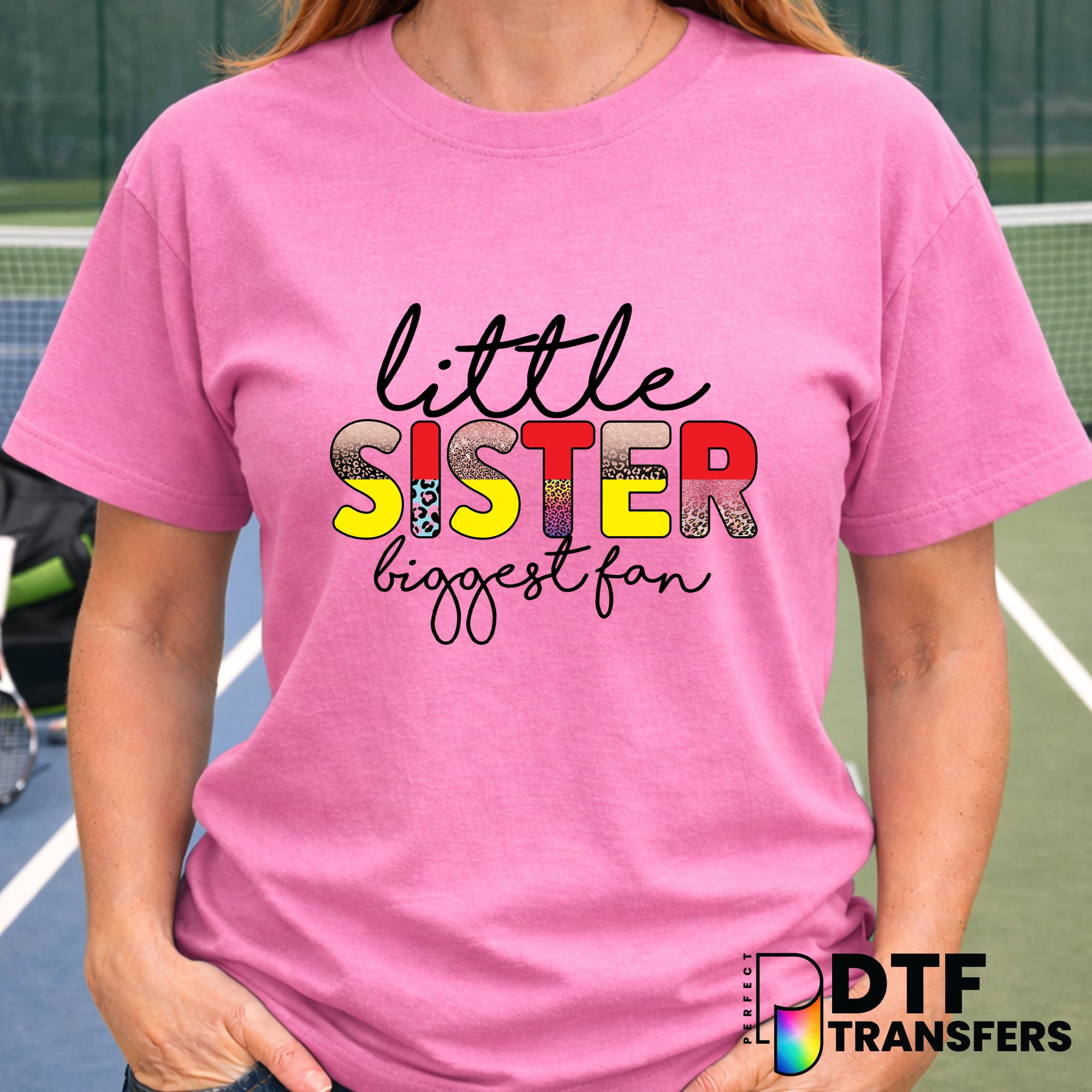 Little Sister Biggest Fan – Tennis DTF Transfer