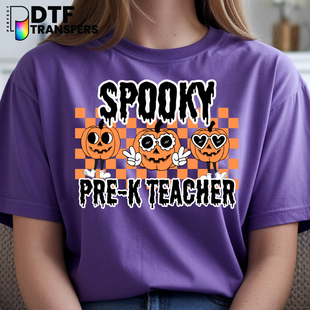 Retro Halloween Spooky Pre-K Teacher – Teacher DTF Transfer