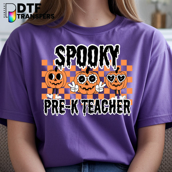 Retro Halloween Spooky Pre-K Teacher – Teacher DTF Transfer
