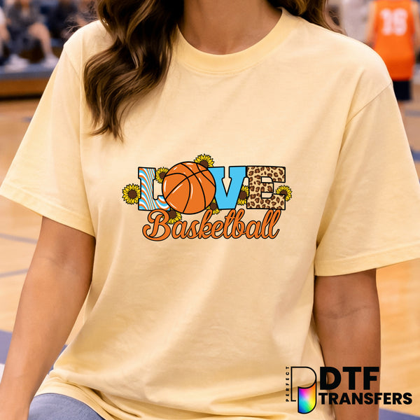 Retro Love Basketball Sunflowers Leopard DTF Transfer