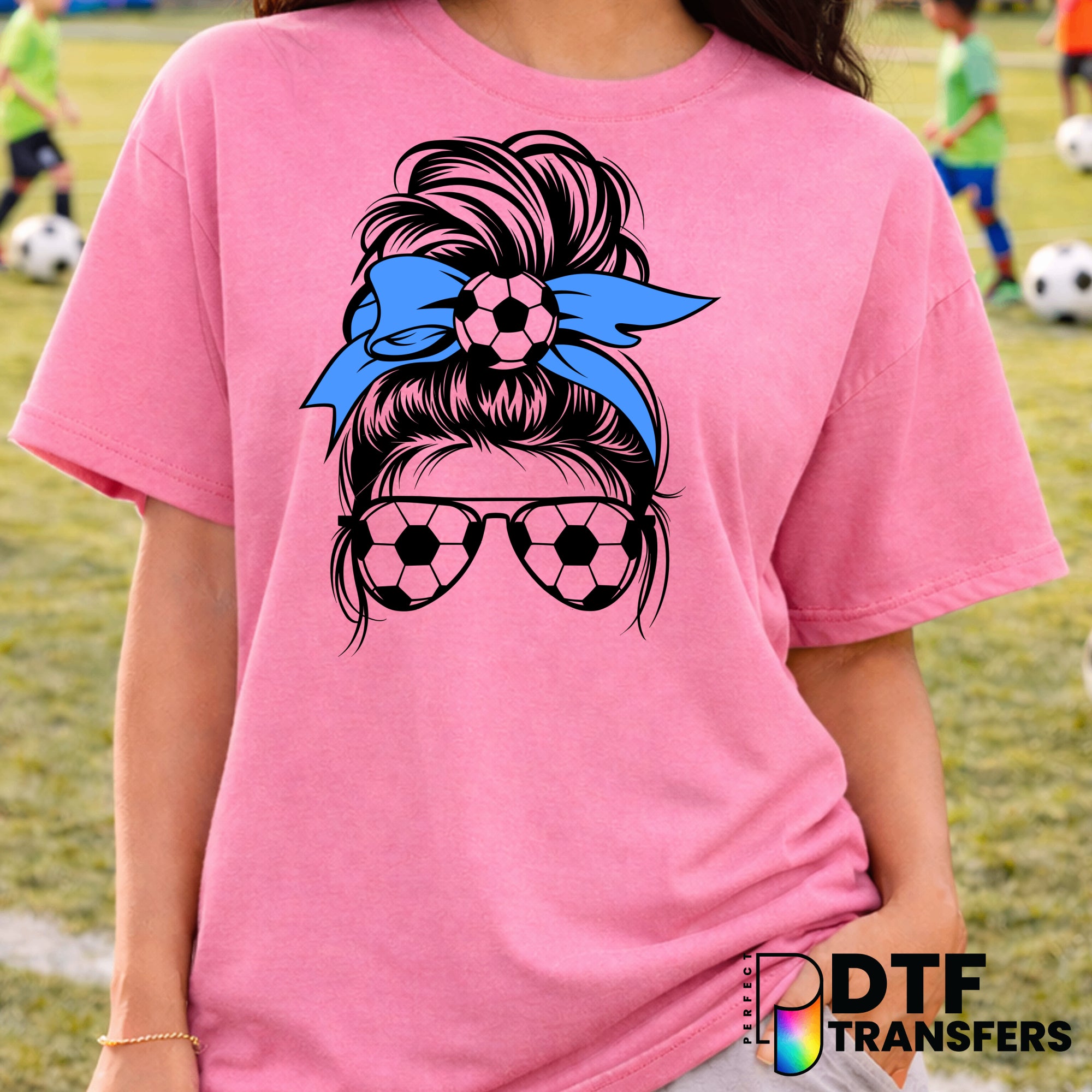 SOCCER MOM Messy Bun – Soccer DTF Transfer