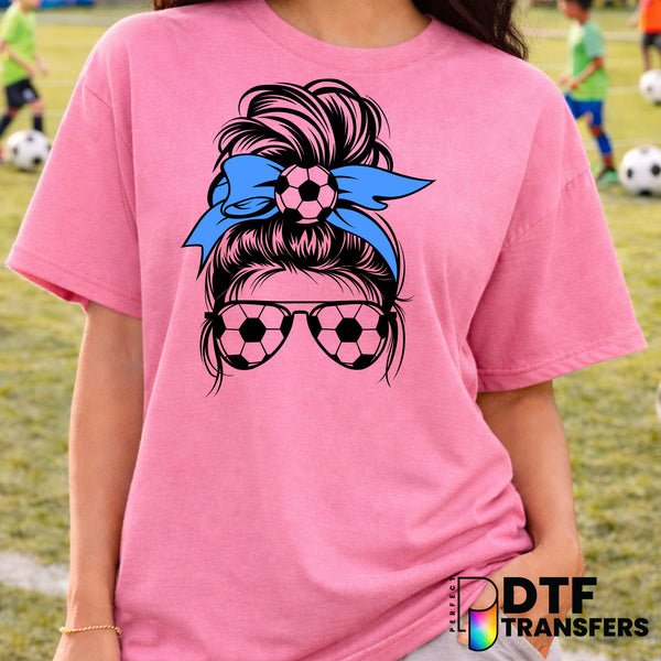 SOCCER MOM Messy Bun – Soccer DTF Transfer