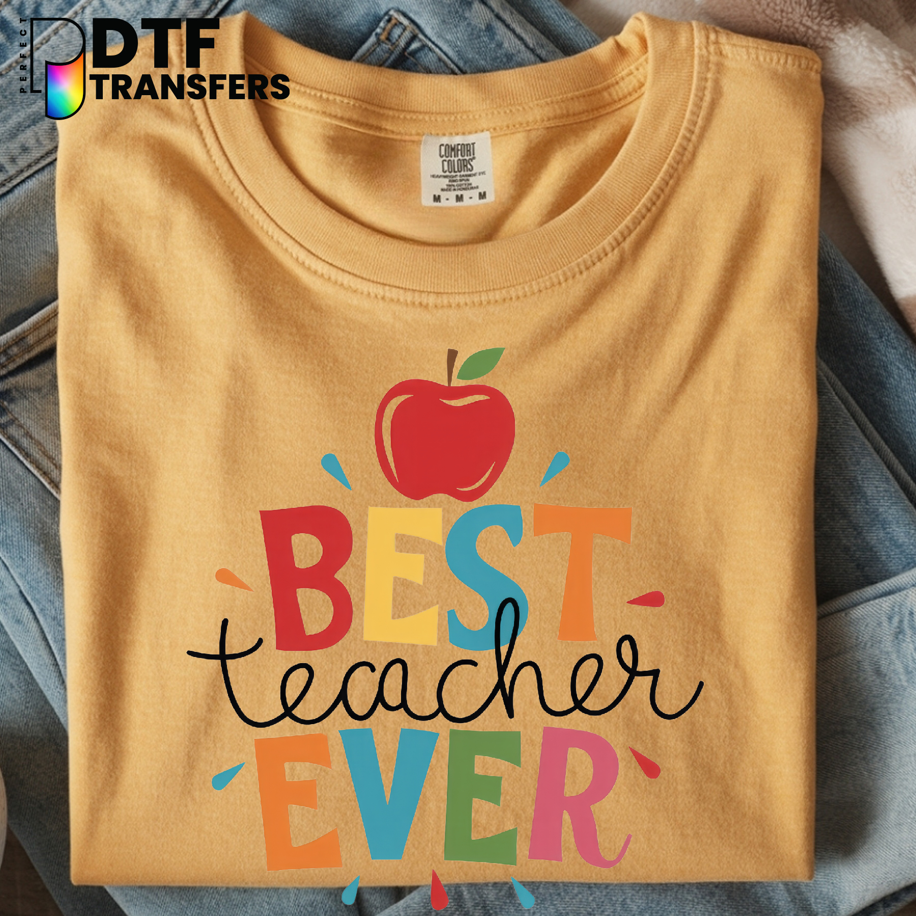 BEST TEACHER EVER Rainbow Stars – Teacher DTF Transfer