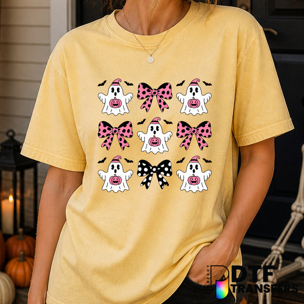 Coquette Ghost Pink Bows – Halloween DTF Transfer