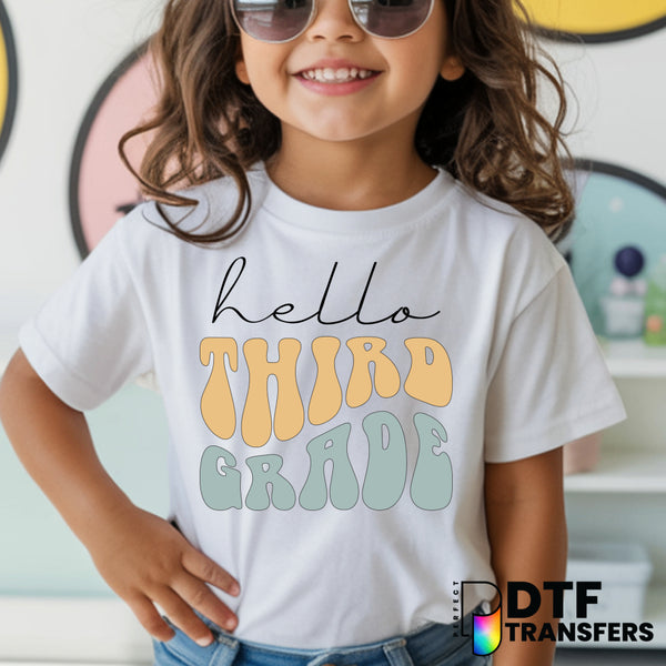 Hello Third Grade Welcome Back to School – Teacher DTF Transfer