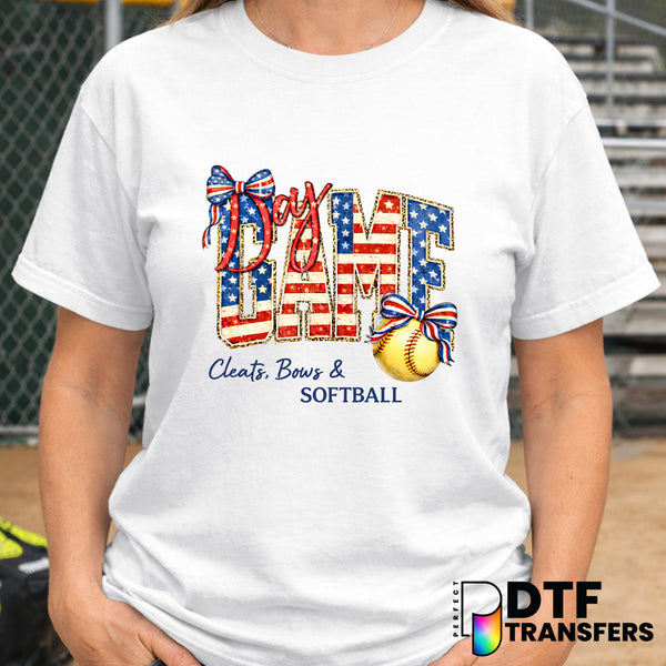 Game Day American Flag Softball – DTF Transfer